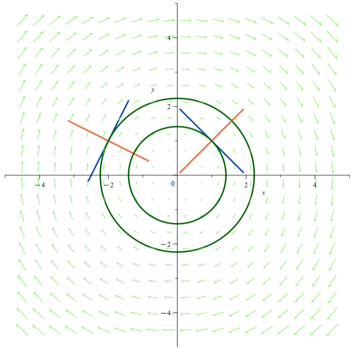 Graph showing flow lines of a vector field